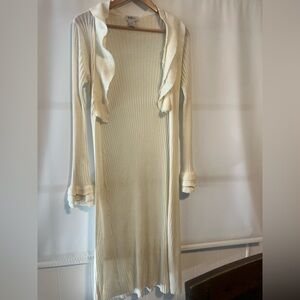 Elegant Cream Ribbed Knit Dress
